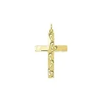 lucchetta - pendentif croix or avec empreintes de dieu sur le sable - or jaune 14 carats | pendentifs seuls et pièces pour colliers | bijoux femme fille