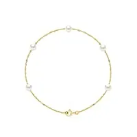 pearls & colors - bracelet 5 véritables perles de culture d'eau douce rondes 5-6 mm - qualité aaa+ - colori blanc naturel - disponible en or jaune & or blanc (18 carats) - bijou femme