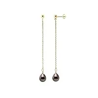 pearls & colors - boucles d'oreilles pendantes perles de culture de tahiti poires 8-9 mm - qualité a + - disponible en or jaune & or blanc - bijou femme