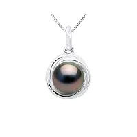 pearls & colors - pendentif véritable perle de culture de tahiti ronde 8-9 mm - qualité a+ - disponible en or jaune & or blanc - chaîne offerte - bijou femme