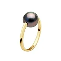 pearls & colors - bague jonc véritable perle de culture de tahiti ronde 8-9 mm - qualité a + - disponible en or jaune & or blanc - bijou femme