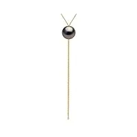 pearls & colors - collier cravate - véritable perle de culture de tahiti ronde 12-13 mm - qualité a+ - disponible en or jaune & or blanc - bijou femme