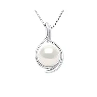 pearls & colors - pendentif véritable perle de culture d'eau douce ronde 8-9 mm - qualité aaa+ - disponible en or jaune & or blanc - chaîne offerte - bijou femme