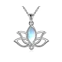 yfn collier pierre de lune pour femme en argent sterling fleur de lotus pendentif collier bijoux cadeaux pour femmes filles