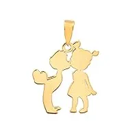 priority pendentif figurine enfant avec baiser en or 18 carats | pendentif figurines | pendentif enfant | pendentif personnalisable or jaune, or jaune