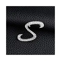 qzh lettre de mode broche mignonne pour femmes hommes strass couleur argent épingles en métal costume chemise bijoux accessoires (s)