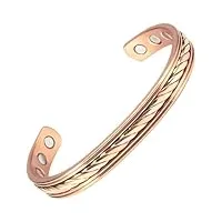 yinox bracelet tressé magnétique en cuivre avec 8 aimants, 10 mm – cadeau pour homme et femme, taille réglable 16,5 cm