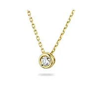miore bijoux pour femmes chaîne avec pendentif diamant solitaire 0.10 ct collier en or jaune 9 carats / 375 or