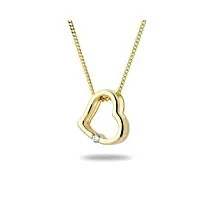 miore bijoux pour femmes chaîne avec pendentif cœur et diamant solitaire 0.01 ct collier en or jaune 18 carats / 750 or
