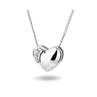 miore bijoux pour femmes chaîne avec pendentif cœur et 4 diamants brillants 0.02 ct collier en or blanc 18 carats / 750 or