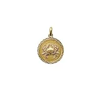 tata gisèle pendentif en plaqué or 18 carats - médaille ronde signe du zodiaque - gravure incluse - emballage cadeau (cancer)