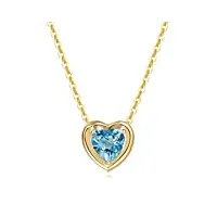 fancime collier femme avec pendentif cœur en or jaune 14 carats 585, d'amour minimaliste de base cadeau bijoux topaze naturelle pour femme filles, chaîne ajustable: 40 + 5 cm