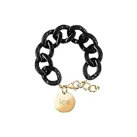ice - jewellery - chain bracelet - black - bracelet mailles xl de couleur noire pour femmes fermé d'une médaille dorée (020354)