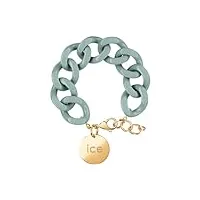 ice - jewellery - chain bracelet - lagoon green - bracelet mailles xl de couleur verte pour femmes fermé d'une médaille dorée (020357)