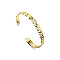amberta bracelet manchette martelé en argent sterling 925 pour femme: bracelet manchette fin plaqué or 18 carats