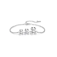 kingwhyte bracelet grenouille en argent sterling 925 pour femme - bracelet à breloques grenouille - cadeau pour fille, mère, grand-mère et fille, 7 inches, argent sterling
