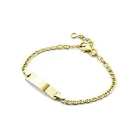 miore bijoux pour enfants gourmette identité avec plaque à graver bracelet avec chaîne en or jaune 9 carats / 375 or, longueur réglable de 12 à 14 cm