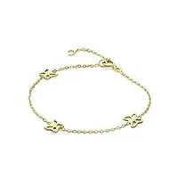 miore bijoux pour enfants bracelet avec 3 papillons chaîne en or jaune 9 carats / 375 or, longueur réglable de 12 à 14 cm