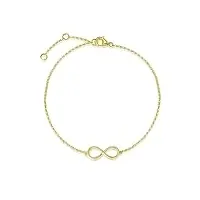 carleen bracelet avec pendentif infini en or jaune 585 14 carats, charm cadeau bijoux pour femmes filles - longueur du bracelet : 17 + 2 cm