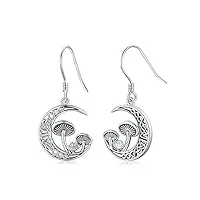 boucles d'oreilles pendantes en forme de champignon en argent sterling 925 avec nœud celtique en forme de croissant de lune - cadeau pour femme et fille, argent sterling