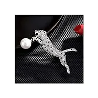 xiaosaku broches et pins 1 morceaux d'alliage broche broches, dames classic retro shirt veste soie soie bouton broche léopard (couleur: or blanc) accessoire bijou