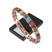 yinox bracelet en cuivre pour femme, bracelet magnétique en cuivre pur avec 20 aimants et pierres turques colorées