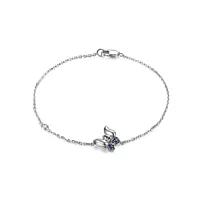 bracelet en or 18 carats femme, bracelet papillon avec diamant et saphir 0,019ct cadeau d'anniversaire maman bracelet 18cm