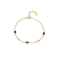 bracelet pour femme en or 18 carats, bracelet chaîne avec tourmaline 0,7ct cadeau d'anniversaire femme bracelet ajustable 16cm