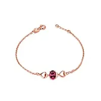 bracelet femme or 18 carats, bracelet coeur avec tourmaline bracelet anniversaire femme ajustable 19cm