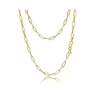 amberta collier à maillons en trombone en 925 argent sterling pour femmes : plaqué or 18 carats 3.6 mm 60 cm/24 inch