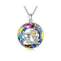 medwise collier ange gardien/cheval/dauphin/sirène/koala/ailes d'ange/serpent/éléphant en argent sterling 925 avec pendentif en cristal, argent sterling, zircone cubique