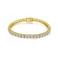 jiamiaoi bracelet femmes argent en or blanc 18k avec diamant simulé pour femmes avec zircon cubique bracelet de tennis en argent sterling filles 15.24 cm - 16.51 cm (c1-gold-15.24cm)