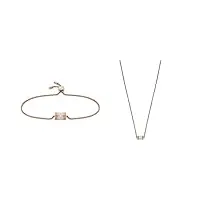 emporio armani collier en acier inoxydable en or rose, finition polie + bracelet en acier inoxydable en or rose pour femme, longueur intérieure:160~235mm