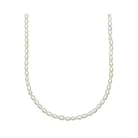 kuzzoi collier pour homme en argent sterling 925 avec perles d'eau douce (4-4,5 mm) de forme ovale, collier unisexe avec perles, longueur 42 + 5 cm, perle argent sterling, perle