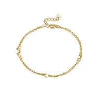 fancime bracelet avec pendentif carré en or jaune 585 14 carats, charm cadeau bijoux pour femmes filles - longueur du bracelet : 17 + 2 cm