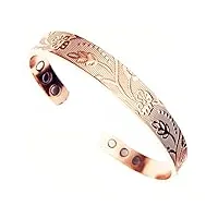longrn - bracelet en cuivre pour femme. bracelet en fleur avec 6 aimants, taille unique, cuivre
