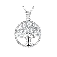 j.muen collier arbre de vie pour femme argent sterling 925 pendentif collier cadeau pour femme fille avec boite cadeau (45+ 5 cm) (argent-2)