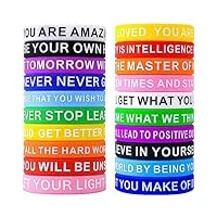 sloccipro bracelets en caoutchouc avec citation motivante - bracelets colorés et inspirants en silicone - bracelets extensibles unisexes pour hommes, femmes, adolescents, 20 styles, silicone