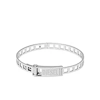 diesel bracelet pour hommes en acier, longueur : 180-195mm, largeur : 10.5mm, hauteur : 1.5mm bracelet en acier inoxydable argenté, dx1356040