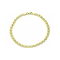 bracelet en or jaune, 18 carats, 750, maille ovale sablier, épaisseur 4 mm, longueur 21 cm. fabriqué en italie.