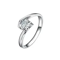 bague de fiançailles femme, anneau metal or blanc 18 carats diamants créés en laboratoire rond 0.12ct bague de fiançailles femme vvs taille 60