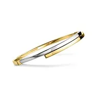 orovi bijoux pour femmes bracelet jonc bicolore avec deux barres en or jaune et or blanc bracelet en or 9 carats (375)