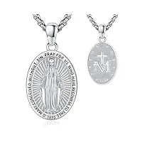 eusense collier saint vierge marie pendentif st marie argent 925 catholique religieux bijoux amulette de protection médaille pour femme