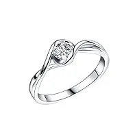 bague avec breloque, anneau metal or blanc 18 carats diamants créés en laboratoire rond 0.3ct bague de fiançailles femme vvs taille 50