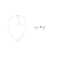 calvin klein minimalist pearls collier et clous d'oreilles en acier inoxydable pour femme