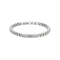 emporio armani bracelet pour hommes essentiel, longueur : 175-195mm, largeur : 6mm, hauteur : 5mm bracelet en acier inoxydable argenté, egs2923040