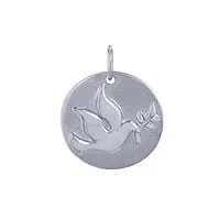 les poulettes bijoux - pendentif argent médaille ronde colombe de la paix