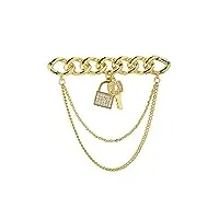 fashion metal key tassel long brooch rhingestone chain abound pin for le costume for hommes badge brochs pins accessoires (couleur : gold)
