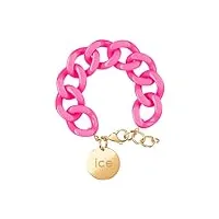 ice - jewellery - chain bracelet - neon pink - gold - bracelet mailles xl de couleur rose pour femmes fermé d'une médaille dorée (020927)