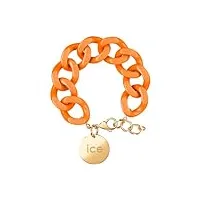 ice - jewellery - chain bracelet - flashy orange - gold - bracelet mailles xl de couleur orange pour femmes fermé d'une médaille dorée (020926)